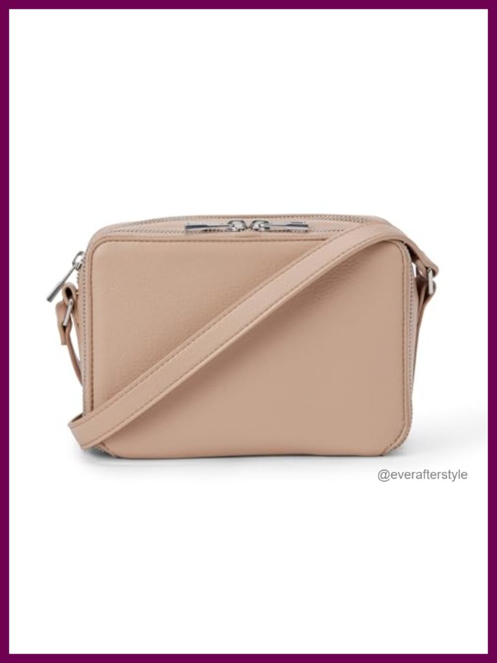 Faux PU Leather Crossbody Camera Bag Adjustable Strap Zip Closure